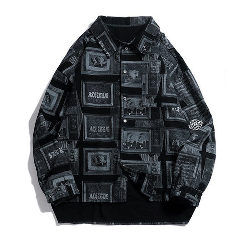 NEWSPAPER LONG SLEEVE SHIRT