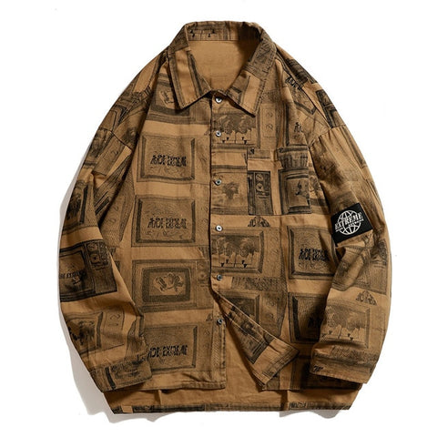 NEWSPAPER LONG SLEEVE SHIRT